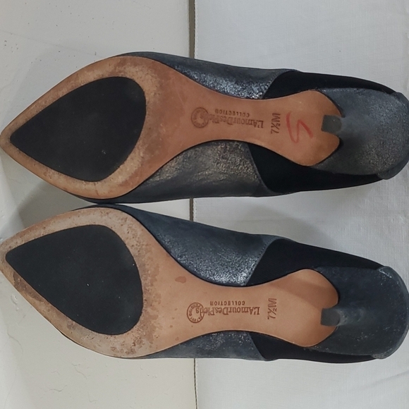 l'Amour Des Pieds Metallic Gray Leather Stiletto Ankle Booties Size 7.5 - Picture 11 of 13